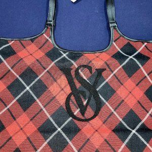 NWT Victoria Secret VS Buffalo plaid checkered black red bag purse large tote